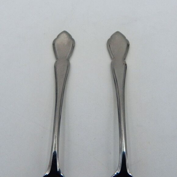 Oxford Hall SHOREHAM Teaspoon 6-1/2 Inch Burnished Stainless Flatware Japan S/2 - Picture 9 of 11